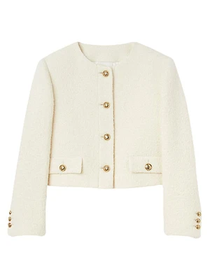 Cropped Bouclé Wool Jacket