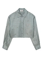 Satiny Rhinestone Shirt