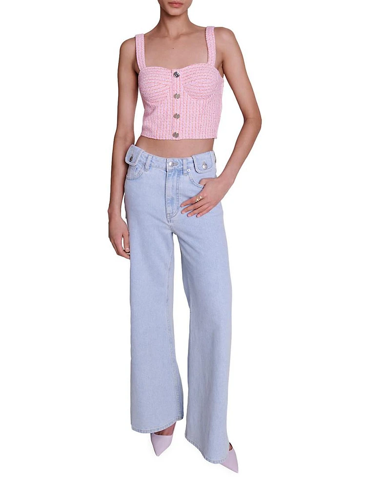 Faded Wide-Leg Jeans