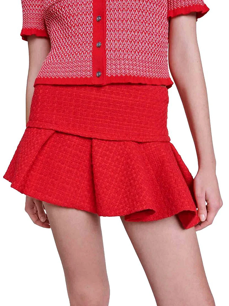 Asymmetrical Tweed Miniskirt