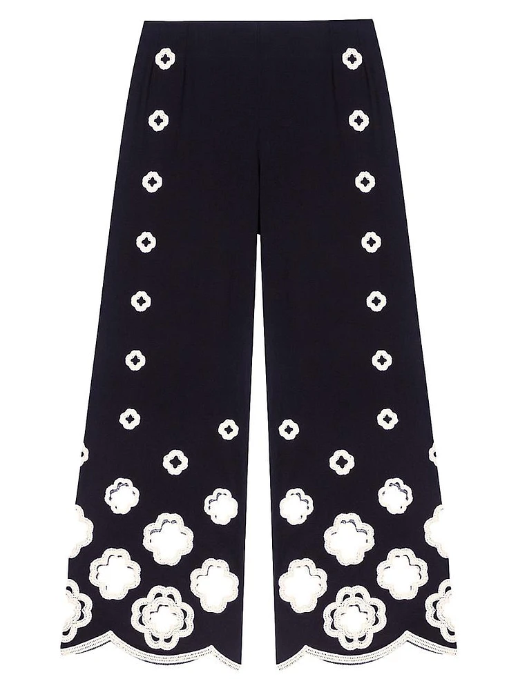 Wide-Leg Crochet Trousers