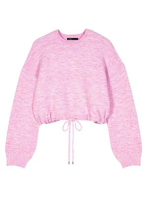 Cropped Knit Jumper with Drawstring