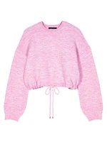 Cropped Knit Jumper with Drawstring