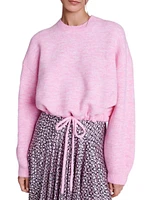 Cropped Knit Jumper with Drawstring