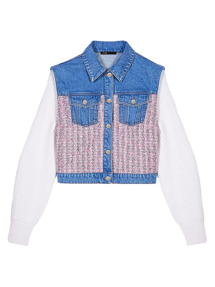 Denim and Tweed Cropped Jacket