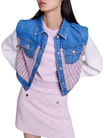 Denim and Tweed Cropped Jacket