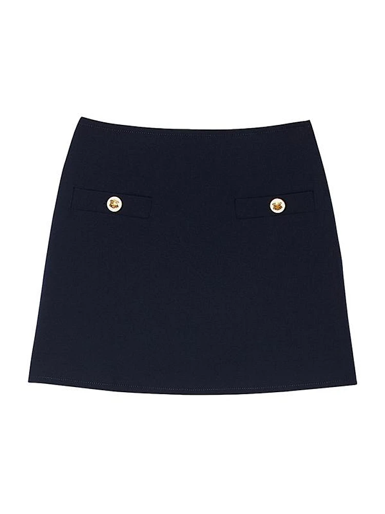 Short Wool Twill Skirt