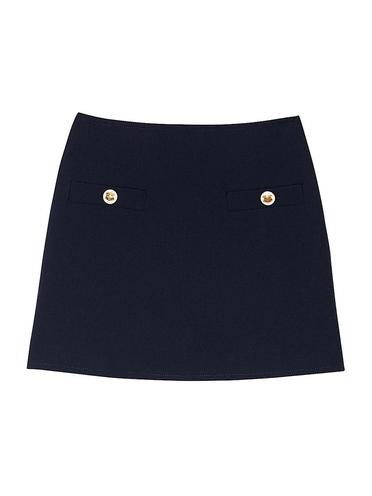 Short Wool Twill Skirt