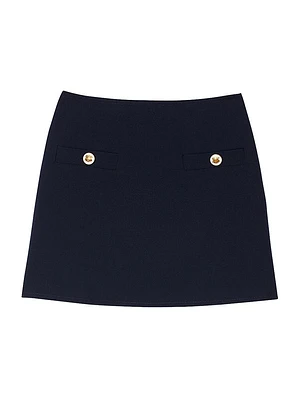 Short Wool Twill Skirt