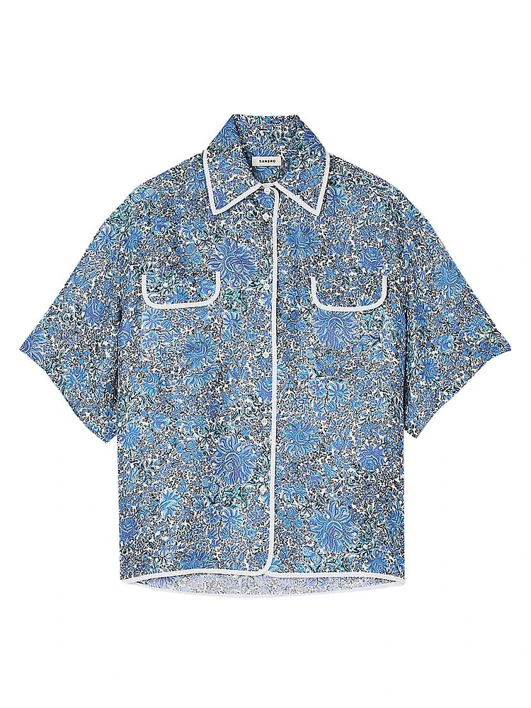 Oversized Floral Silk Shirt