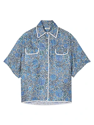 Oversized Floral Silk Shirt