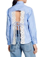 Stripy Shirt with Open Lace Back