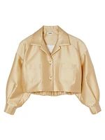 Satin-Effect Cropped Shirt