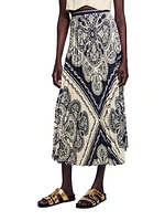 Floaty Bandana-Print Maxi Skirt