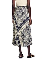 Floaty Bandana-Print Maxi Skirt