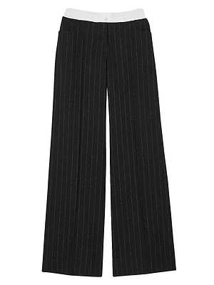 Wide-Leg Double Waistband Trousers