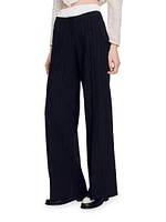 Wide-Leg Double Waistband Trousers