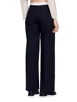 Wide-Leg Double Waistband Trousers