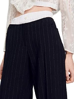 Wide-Leg Double Waistband Trousers