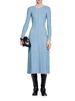 Long-Sleeved Knit Midi Dress