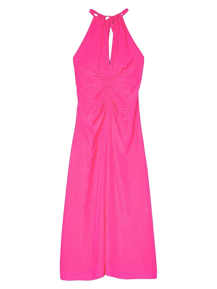 Ruched Satin Effect Maxi Dress