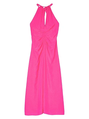 Ruched Satin Effect Maxi Dress