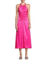 Ruched Satin Effect Maxi Dress