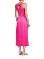 Ruched Satin Effect Maxi Dress