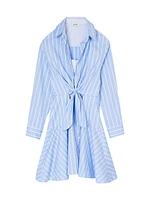 Striped Tie-Front Shirt Dress