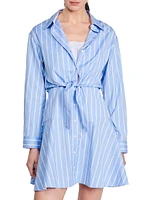 Striped Tie-Front Shirt Dress