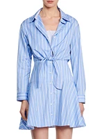 Striped Tie-Front Shirt Dress