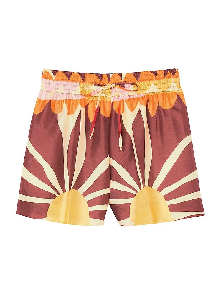 Patterned Satin-Effect Shorts