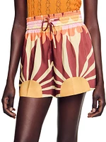 Patterned Satin-Effect Shorts