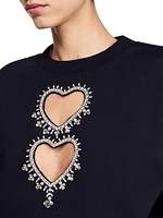 Sweatshirt with Rhinestone Hearts