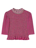 Patterned Smocked Blouse