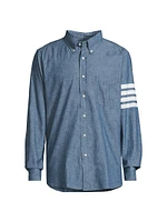 Straight-Fit Button-Down Stripe Long Sleeve Shirt