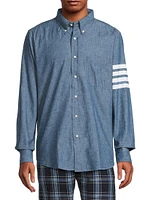 Straight-Fit Button-Down Stripe Long Sleeve Shirt