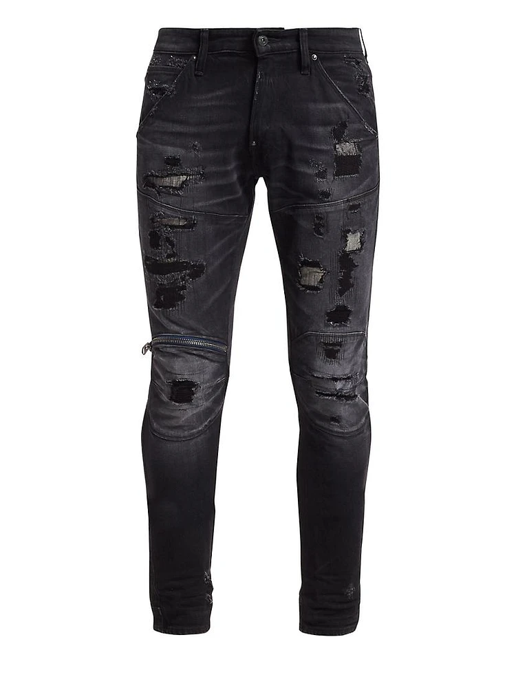 5620 3D Zip Knee Skinny Jeans