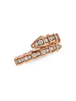 Serpenti Viper 18K Rose Gold & Pavè Diamond Ring