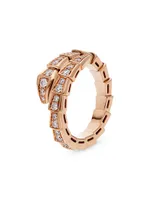 Serpenti Viper 18K Rose Gold & Pavè Diamond Ring