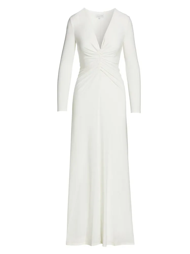 V-Neck Ruched Jersey Gown