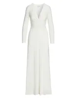 V-Neck Ruched Jersey Gown