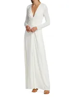 V-Neck Ruched Jersey Gown