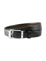 Rectangular Shiny Stainless Steel Pin Buckle Cut-to-Size Leather Belt