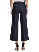 Azure Front High-Rise Wide-Leg Crop Jeans