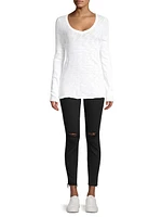 Long-Sleeve V-Neck Slub Tee