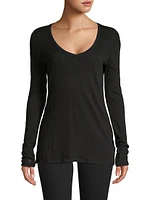 Long-Sleeve V-Neck Slub Tee