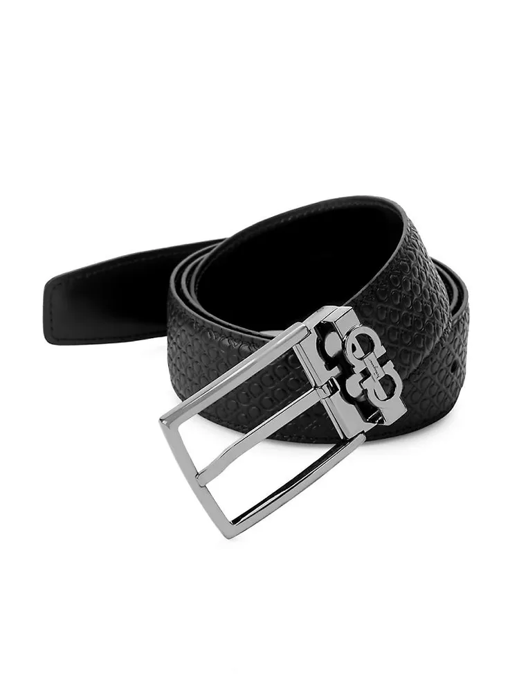 Gancini Reversible Embossed/Smooth Cut-to-Size Leather Belt