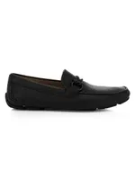 Front Buckle Leather Driver Loafers