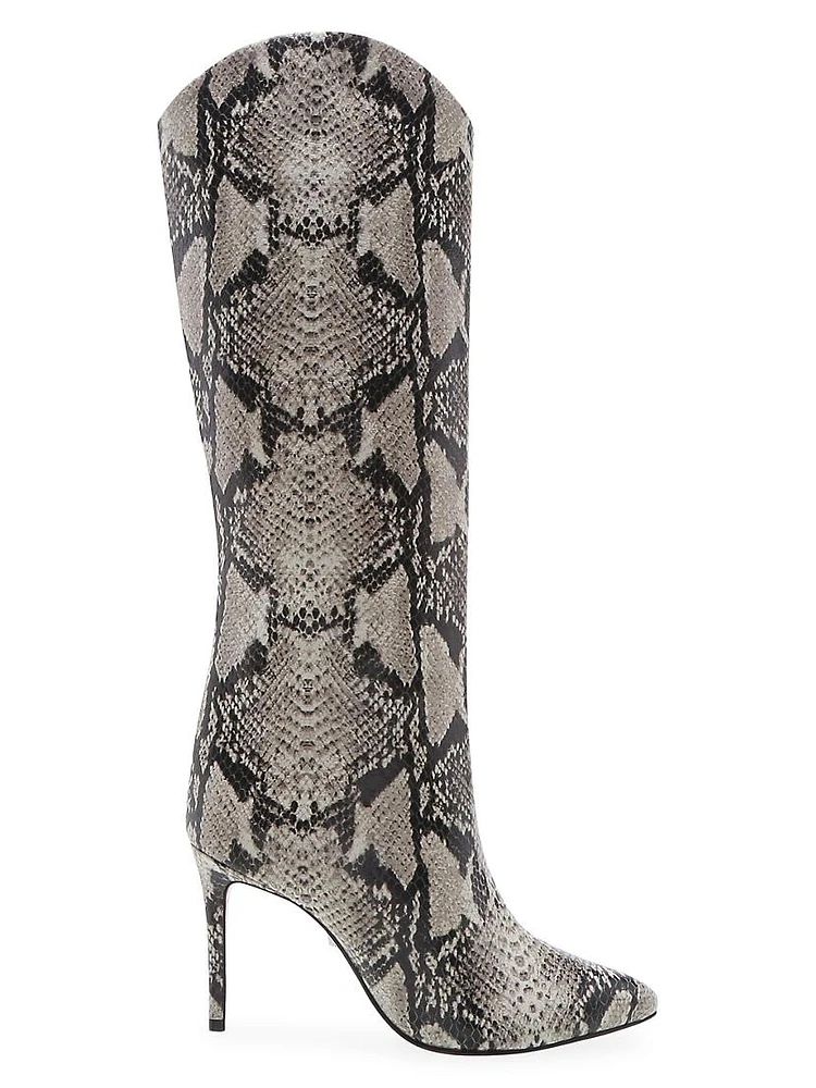 Maryana Knee-High Snakeskin-Embossed Leather Boots